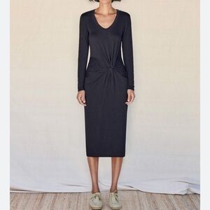Sundry Knotted Dress with Side Slit in‎ Navy Size 0